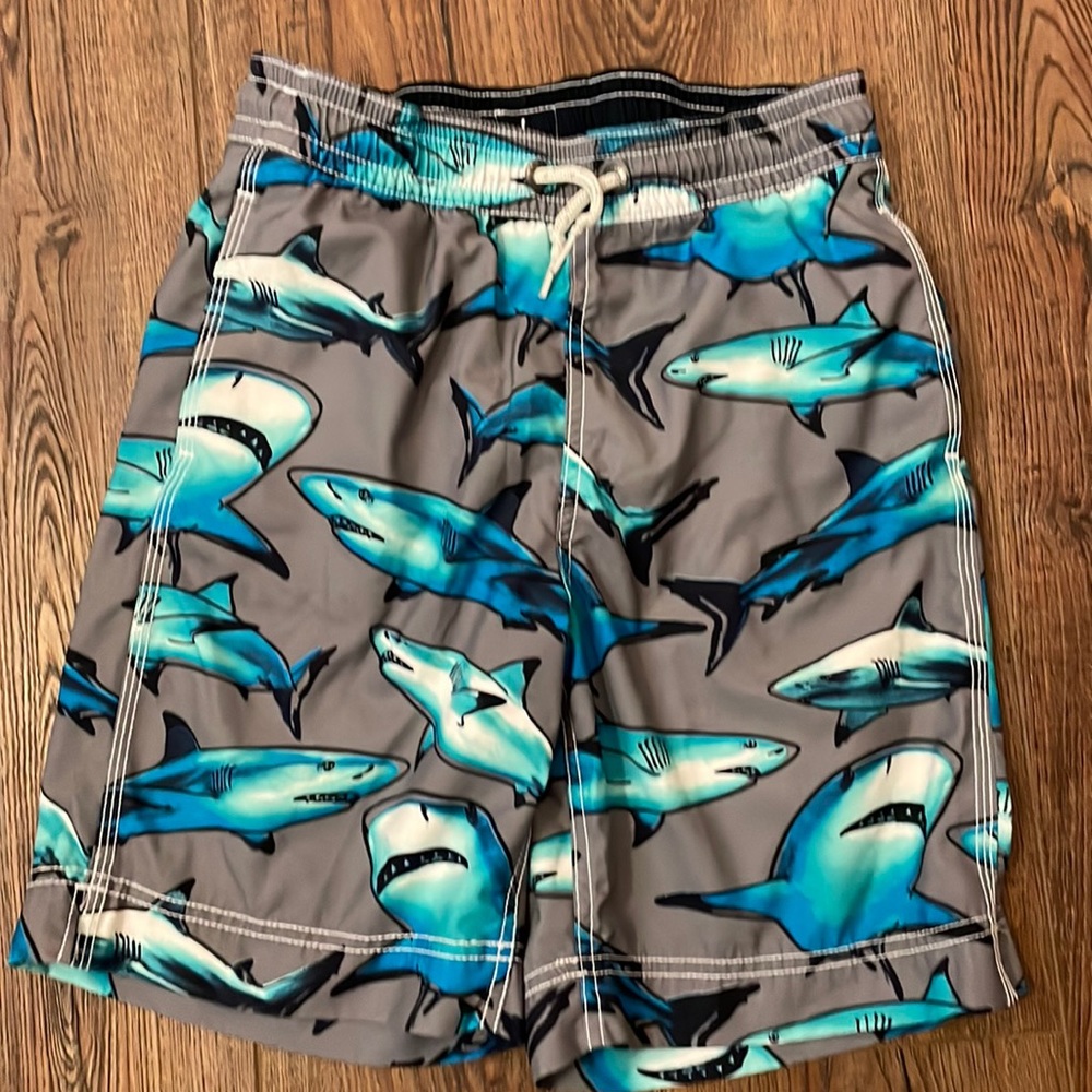 Gray shark boys swim trunks